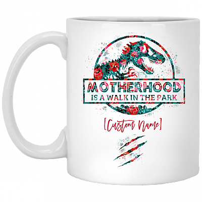 Personalized Motherhood Is a Walk in the Park Coffee Mug - Beer Stein - Water Bottle - Color Changing Mug, White, 11 oz. White Mug