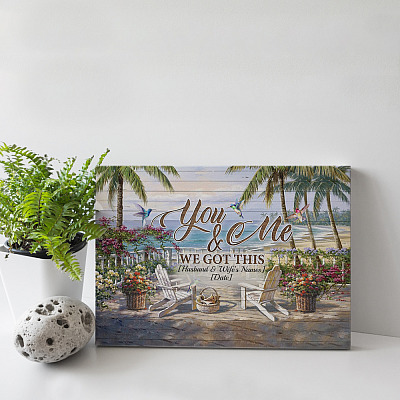 Alternative view of Personalize We Got This by the Beach You and Me Humming Bird Framed Canvas - Unframed Poster