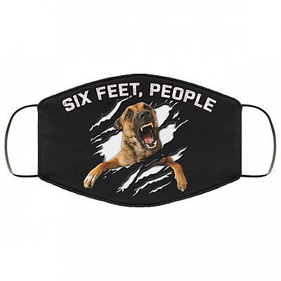 Six Feet People Funny German Shepherd Washable Reusable Custom - Printed Cloth Face Mask Cover, Black, Cloth Face Cover