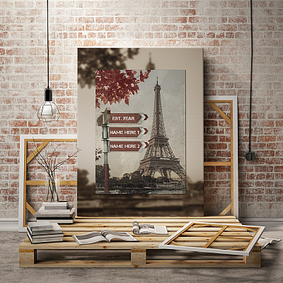 Alternative view of Lovers Crossroads Canvas Poster - Personalized Wall Art With Name Special Date - Wedding Anniversary Gifts