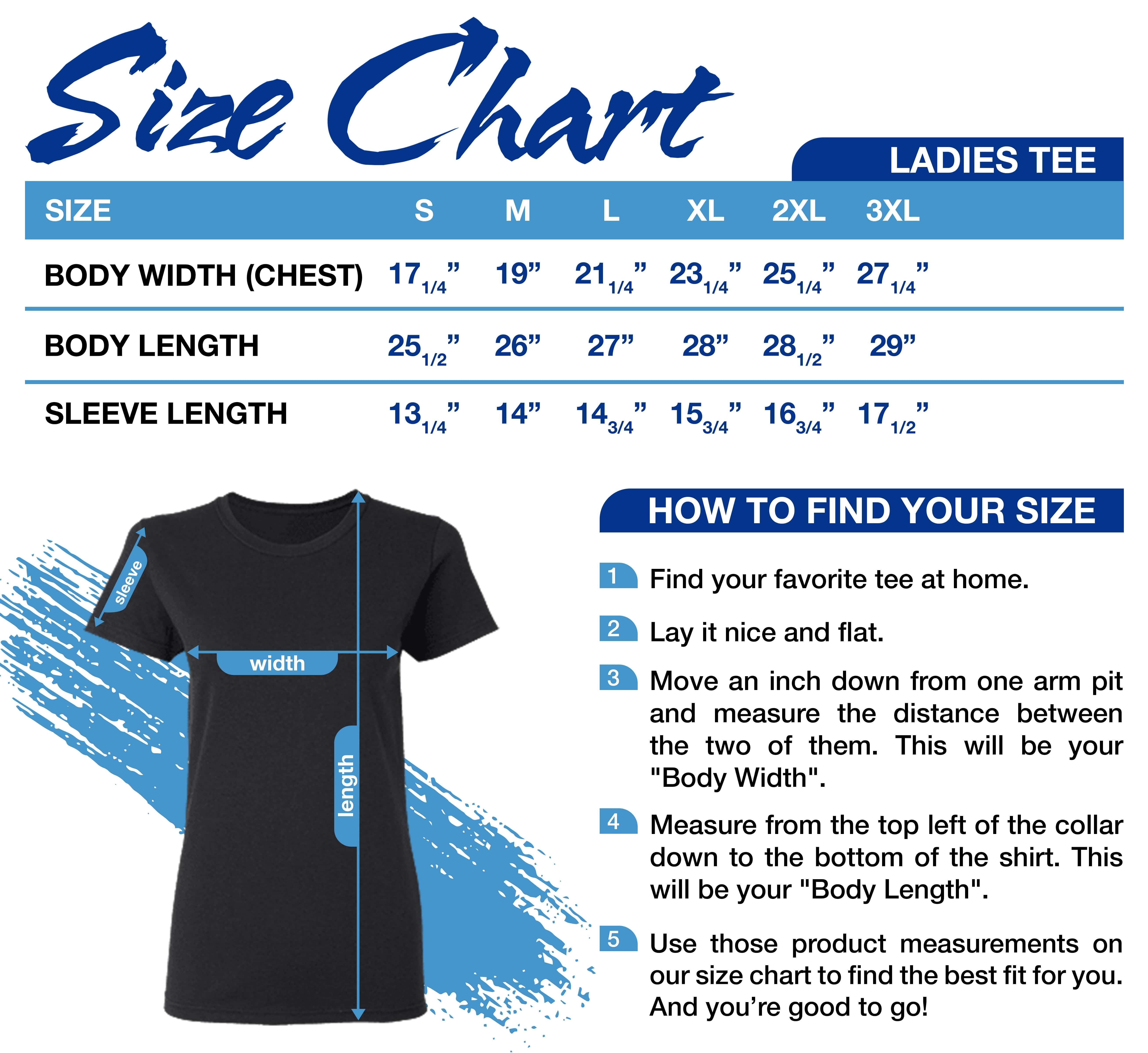 Ladies Tee Group Size Chart