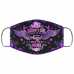 Daddy's Girl I Used to Be His Angel Now He's Mine Washable Reusable Custom - Printed Cloth Face Mask Cover, Black, Cloth Face Mask