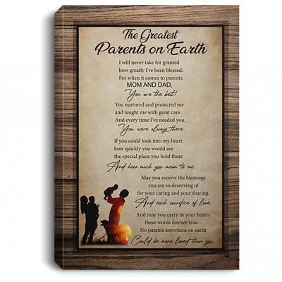 Mom Dad Greatest Parents Wrapped Framed Canvas Prints - Unframed Poster - Home Decor Wall Art - Family Gifts, White, 0.75'' Framed Canvas