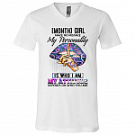 Personalized Month Girl Make No Mistake My Personality Is Who I Am My Attitude Depends On Who You Are T-Shirt, White, V-Neck T-Shirt