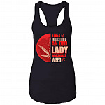 Never Underestimate An Old Lady Who Smokes Weed Blood Moon Ladies Racerback Tank - Funny Cannabis Meme Tank Top, Black, Ladies Racerback Tank