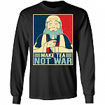Make Tea Not War Funny Anime Hoodie - Sweatshirt - Long Sleeve Shirt, Black, Long Sleeve