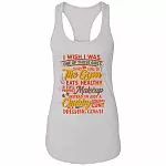 I Wish I Was One Of Those Girls Who Goes To The Gym Instead I'm A Chubby Tank Top Tee - Ladies Racerback Tank, White, Ladies Racerback Tank