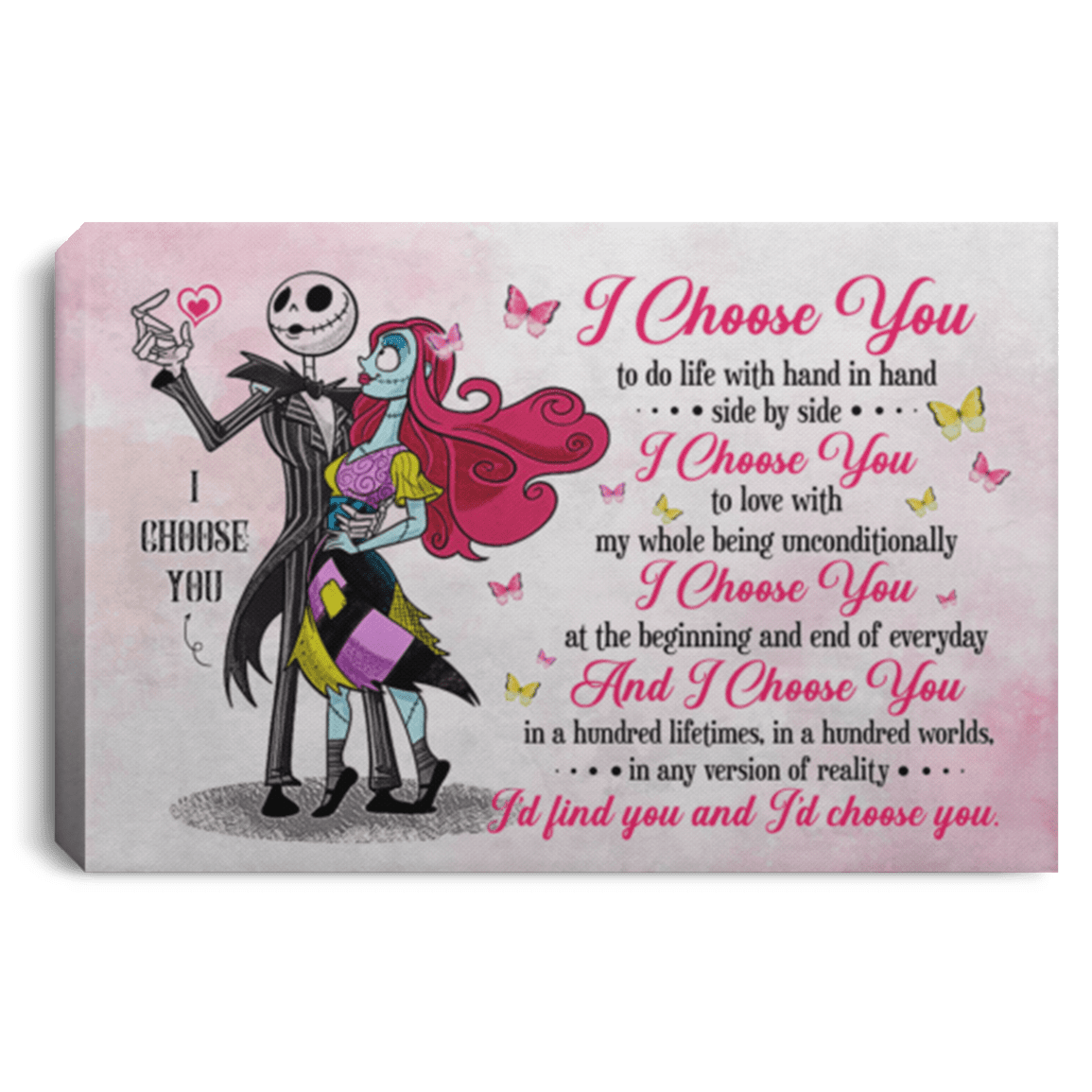 I Choose You To Do Life With Hand In Hand Side By Side Framed Canvas - Unframed Poster, White, 0.75'' Framed Canvas