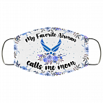 My Favorite Airman Calls Me Mom Washable Reusable Custom - Printed Cloth Face Mask Cover - Mom Air Man Gifts, White, Cloth Face Cover