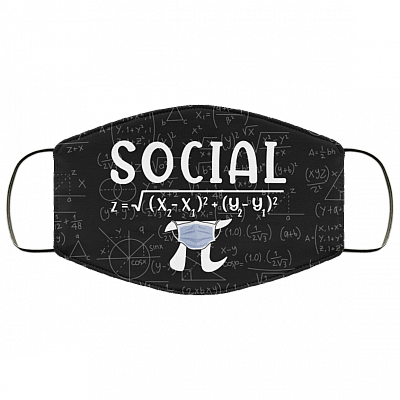 Math Social Distance Equal Pi Forever Funny Washable Reusable Custom - Printed Cloth Face Mask Cover, Black, Cloth Face Cover
