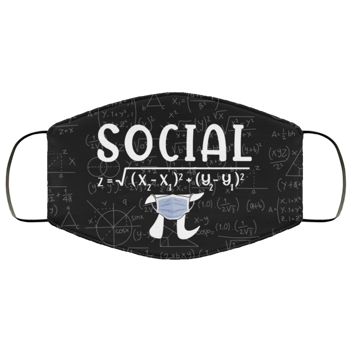 Math Social Distance Equal Pi Forever Funny Washable Reusable Custom - Printed Cloth Face Mask Cover, Black, Cloth Face Cover