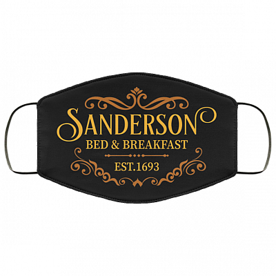 Sanderson Bed and Breakfast Est.1693 Washable Reusable Custom - Printed Cloth Face Mask Cover, Black, Cloth Face Cover