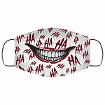Ha Ha Ha Washable Reusable Custom – Printed Cloth Face Mask Cover - Joker Face Mask, White, Cloth Face Cover