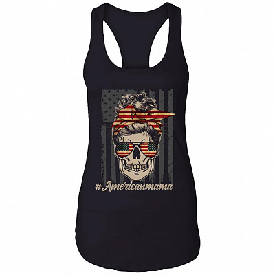 Americanmama Cotton Tank Top Tee - Funny Motherhood Gifts Ladies Racerback Tank, Black, Ladies Racerback Tank