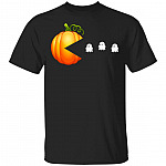 Halloween Shirts For Women Men - Pumpkin Eating Ghost Shirt - Funny Boys Girls Matching Halloween Costumes, Black, Unisex T-Shirt