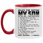 Rules for Dating My Son Respect Me as His Mama Accent Mug, White/Red, 11 oz. Accent Mug