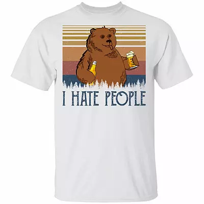 I Hate People Day Drinking Vintage T-Shirt, White, Unisex T-Shirt