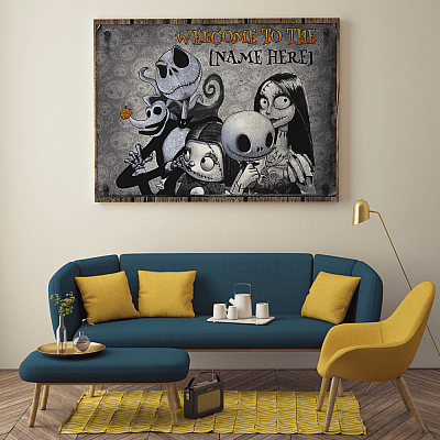Alternative view of Personalized Jack And Sally Family Portrait Nightmare Before Christmas Framed Canvas Prints-Unframed Poster