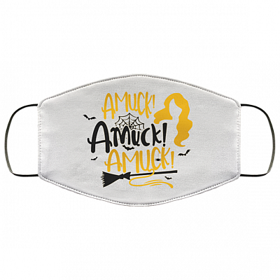 Amuck Amuck Hocus Pocus Washable Reusable Custom - Printed Cloth Face Mask Cover, White, Cloth Face Cover