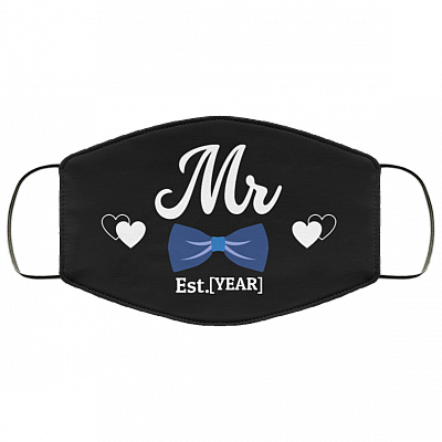 Personalized Groom and Bride Washable Reusable Custom Printed Cloth Face Mask Cover, Black, Cloth Face Cover