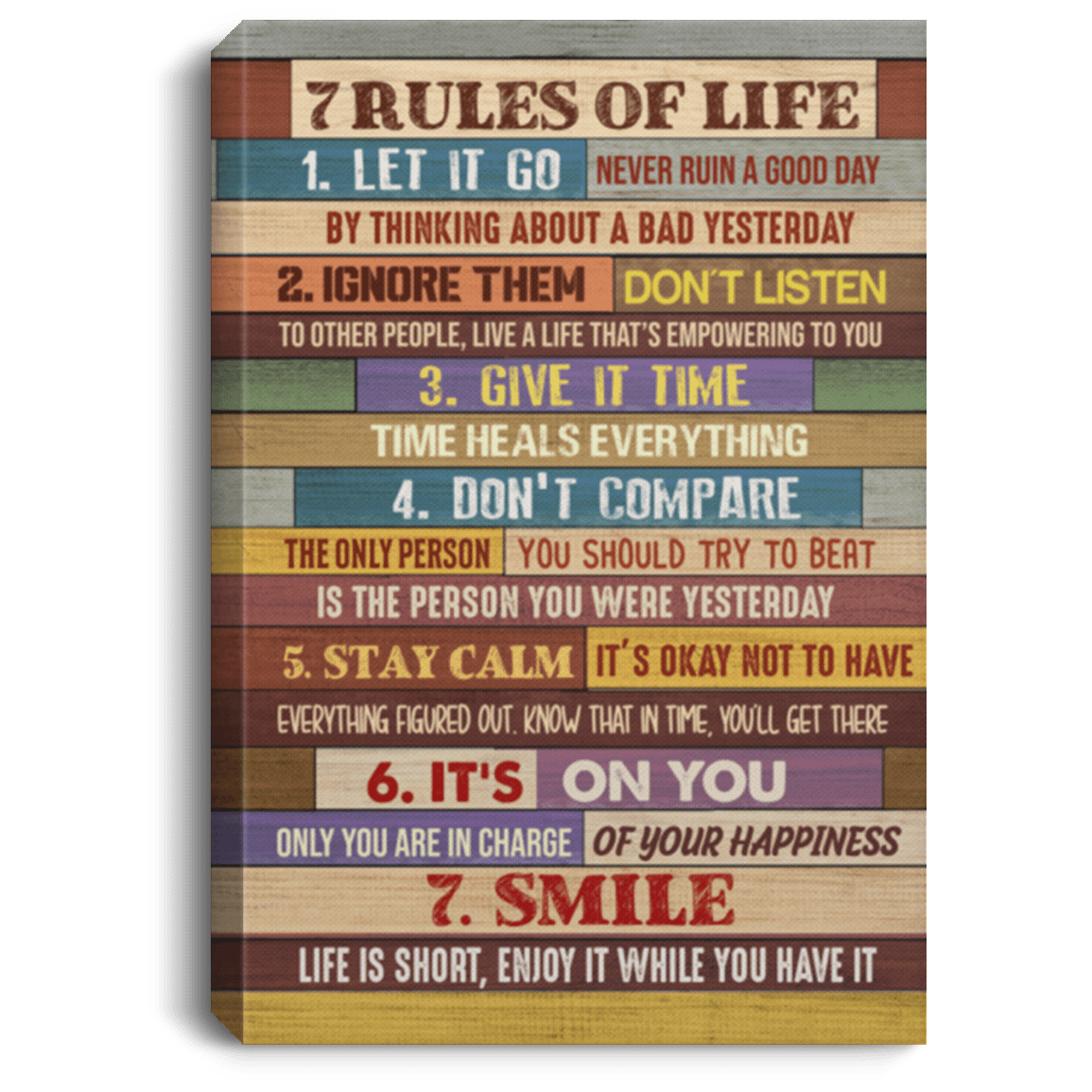 7 Rules of Life Wrapped Framed Canvas Prints - Unframed Poster Inspirational Wall Art - Housewarming Gifts, White, 0.75'' Framed Canvas 7 Rules of Life Wrapped Framed Canvas Prints - Unframed Poster Inspirational Wall Art - Housewarming Gifts, White, 0.75'' Framed Canvas