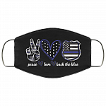 Peace Love Blue Washable Reusable Printed Cloth Face Mask Cover, White, Cloth Face Cover