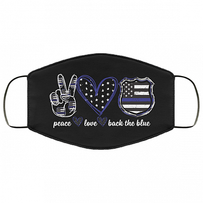 Peace Love Blue Washable Reusable Printed Cloth Face Mask Cover, White, Cloth Face Cover