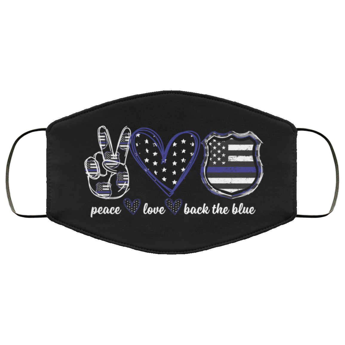 Peace Love Blue Washable Reusable Printed Cloth Face Mask Cover, White, Cloth Face Cover