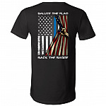 Salute The Flag Back The Badge Plain Front - Print On Back Only T-Shirt - V-Neck Shirt - Support Police Shirt, Black, V-Neck T-Shirt Salute The Flag Back The Badge Plain Front - Print On Back Only T-Shirt - V-Neck Shirt - Support Police Shirt, Black, V-Neck T-Shirt