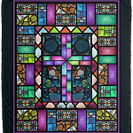 Stained Glass Window in Church Fleece Blanket - Premium Sherpa Blanket - Woven Blanket, White, Cozy Plush Fleece Blanket - 50x60