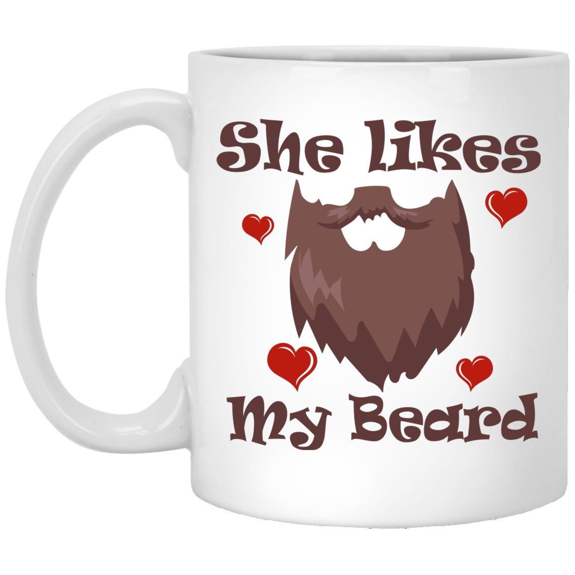 She Likes My Beard Ceramic Coffee Mug - Travel Mug - Color Changing Mug - Funny Couple Mug, White, 11 oz. White Mug She Likes My Beard Ceramic Coffee Mug - Travel Mug - Color Changing Mug - Funny Couple Mug, White, 11 oz. White Mug