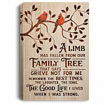 A Limb Has Fallen from Our Family Tree Red Cardinal Gallery Wrapped Framed Canvas Prints - Unframed Poster, White, 0.75'' Framed Canvas