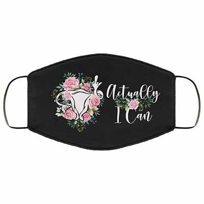 Middle Finger Uterus Actually I Can Feminism Woman Washable Reusable Custom – Printed Cloth Face Mask Cover, Black, Cloth Face Mask