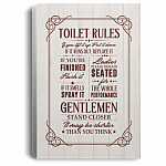 Toilet Rules Ladies Remain Seated Gentlemen Stand Closer Bathroom Decor Gallery Wrapped Framed Canvas Prints, White, 0.75'' Framed Canvas