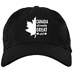 Canada Already Great Eh Twill Cap – High-Profile Snapback Hat, Black, Brushed Twill Dad Cap