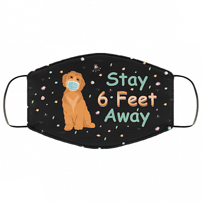 Stay 6 Feet Away Cute Doodle Washable Reusable Custom - Printed Cloth Face Mask Cover, Black, Cloth Face Mask