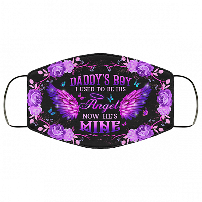 Daddy's Boy I Used To Be His Angel Now He's Mine Washable Reusable Custom - Printed Cloth Face Mask Cover, White, Cloth Face Cover