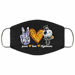 Peace Love Jack Washable Reusable Custom – Printed Cloth Face Mask Cover, White, Cloth Face Cover