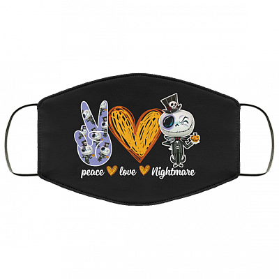 Peace Love Jack Washable Reusable Custom – Printed Cloth Face Mask Cover, White, Cloth Face Cover