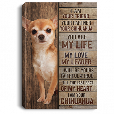 I Am Your Friend Your Partner Your Chihuahua Framed Canvas Prints - Unframed Poster - Home Decor Wall Art, White, 0.75'' Framed Canvas