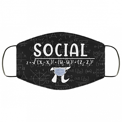 Math Social Distance Equal Pi Forever Washable Reusable Custom - Printed Cloth Face Mask Cover, Black, Cloth Face Cover