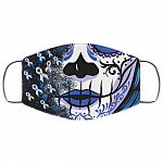 Diabetic Awareness Face Mask - Sugar Skull Diabetes Awareness Washable Reusable Custom Printed Cloth Face Mask Cover, White, Cloth Face Cover