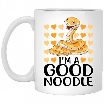 Im A Good Noodle Ceramic Coffee Mug - Beer Stein -Water Bottle - Funny Snake Mug, White, 11 oz. White Mug