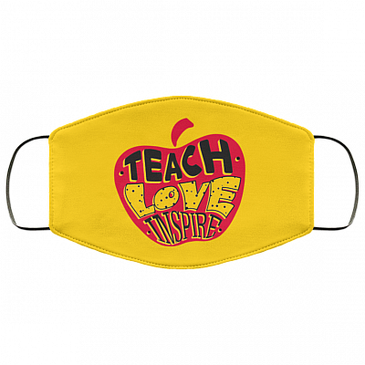 Teach Love Inspire Teacher Quarantine 2020 Washable Reusable Custom – Printed Cloth Face Mask Cover, Gold, Cloth Face Mask