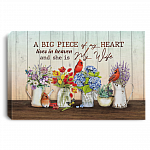 A Big Piece Of My Heart Lives In Heaven And She Is My Wife Gallery Wrapped Framed Canvas - Unframed Poster, White, 0.75'' Framed Canvas