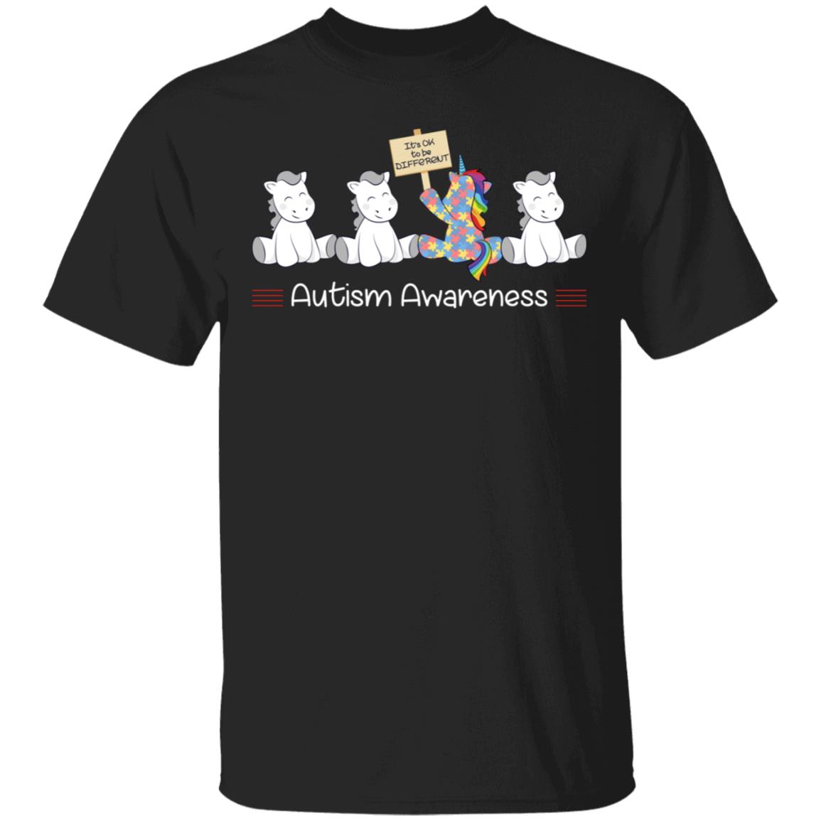 TrueKool It's Ok to Be Different Autism Awareness T-Shirt, Black, Unisex T-Shirt