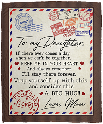 From Mom To My Daughter Keep Me In Your Heart Fleece Blanket - Premium Sherpa Blanket - Woven Blanket, White, Cozy Plush Fleece Blanket - 50x60