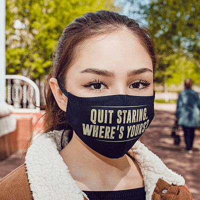 Alternative view of Quit Staring Where's Yours Washable Reusable Custom – Printed Cloth Face Mask Cover
