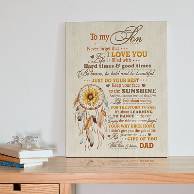 Alternative view of Dreamcatcher Dad To My Son Never Forget That I Love You Wrapped Framed Canvas Prints - Unframed Poster