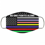 No One Fights Alone Frontline Warrior Washable Reusable Custom – Printed Cloth Face Mask Cover, Black, Cloth Face Cover